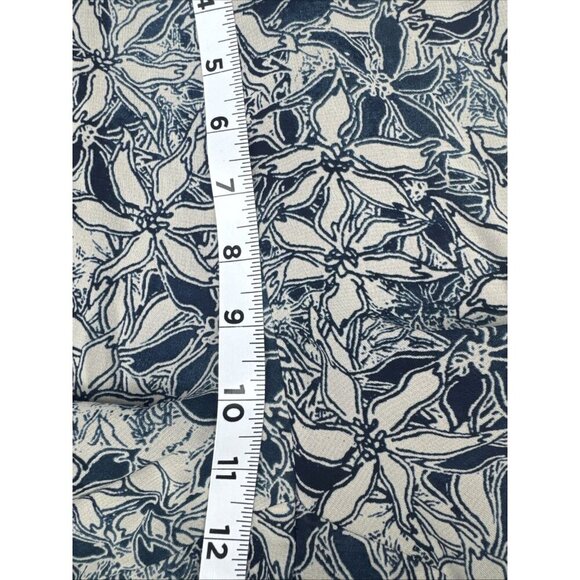 Sigrid Olsen Womens Navy Blue Tan Floral Lined Flowy Rayon Wide Leg Pants Sz L - Picture 9 of 11